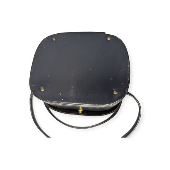 Vintage Black Leather Handbag with Double Handles Snap Closure - Picture 7 of 15